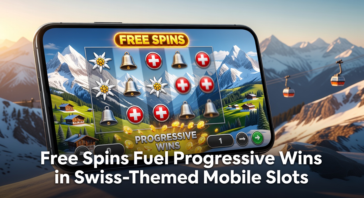 Vibrant Swiss alpine scene with slot reels spinning amid snow-capped peaks and jackpot counters climbing