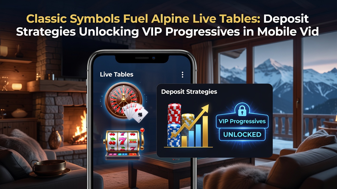 Mobile screen displaying deposit interface alongside alpine progressive jackpot and VIP tier progress bar