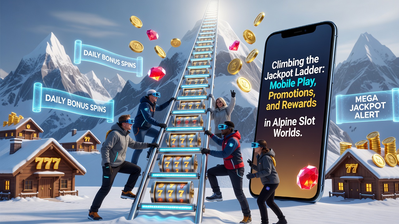 Alpine progressive slot screen with VIP reward ladder and free spin indicators