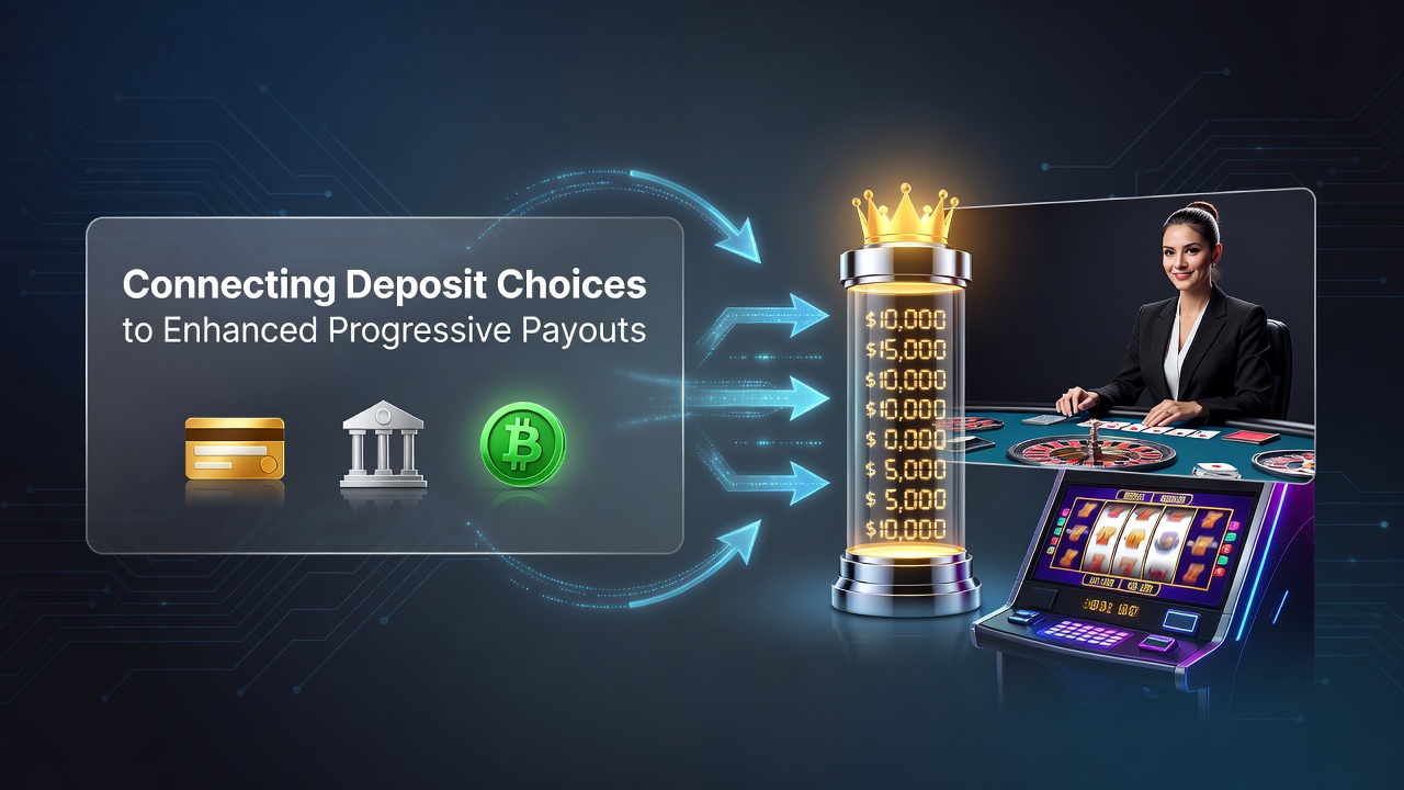 Live dealer video slot interface showing deposit options and progressive jackpot meter