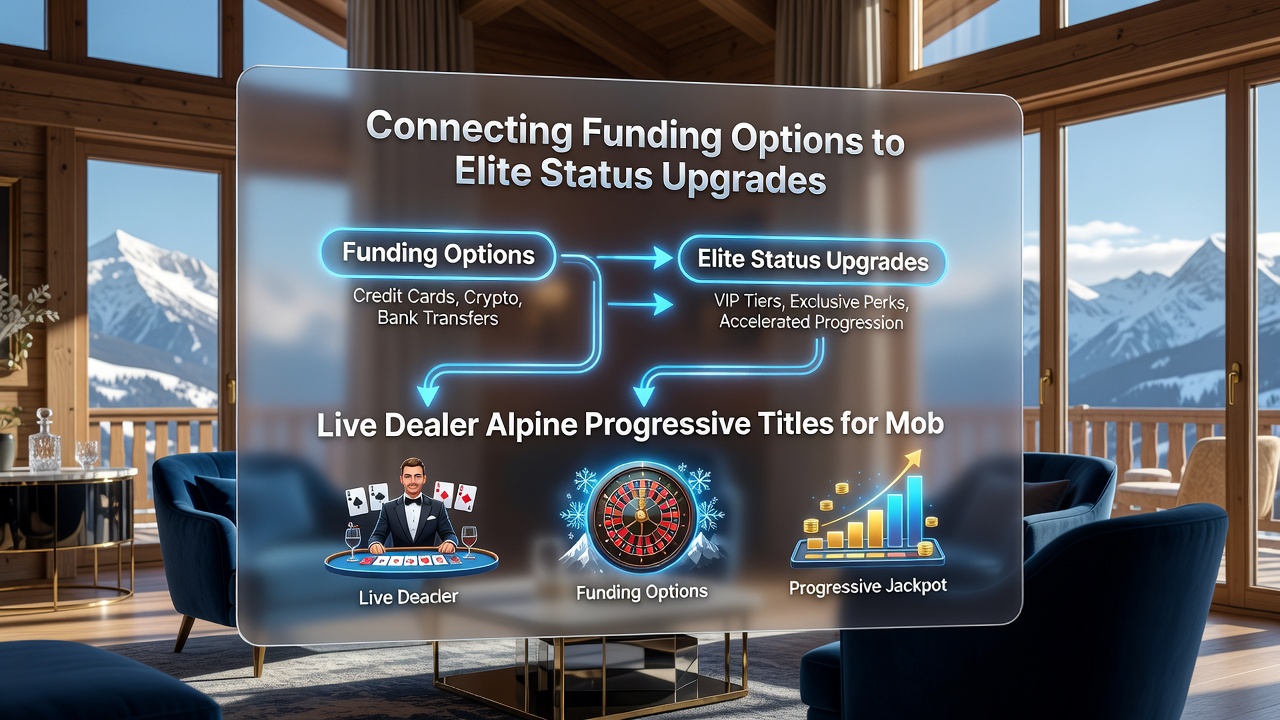 Live dealer interface in alpine progressive mobile slot displaying VIP status meter and deposit options