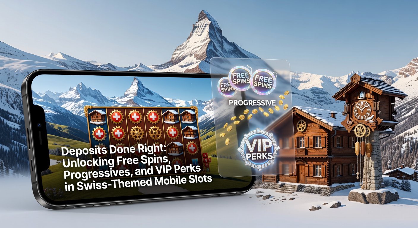 Vibrant Swiss-themed mobile slot screen displaying deposit-triggered free spins and progressive jackpot counters amid alpine graphics