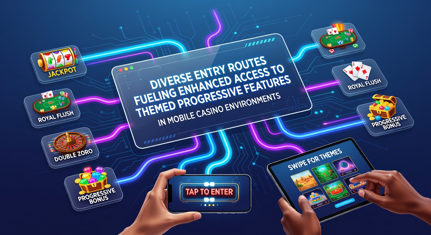 Mobile casino interface displaying multiple themed progressive slot options with various deposit and loyalty entry points highlighted