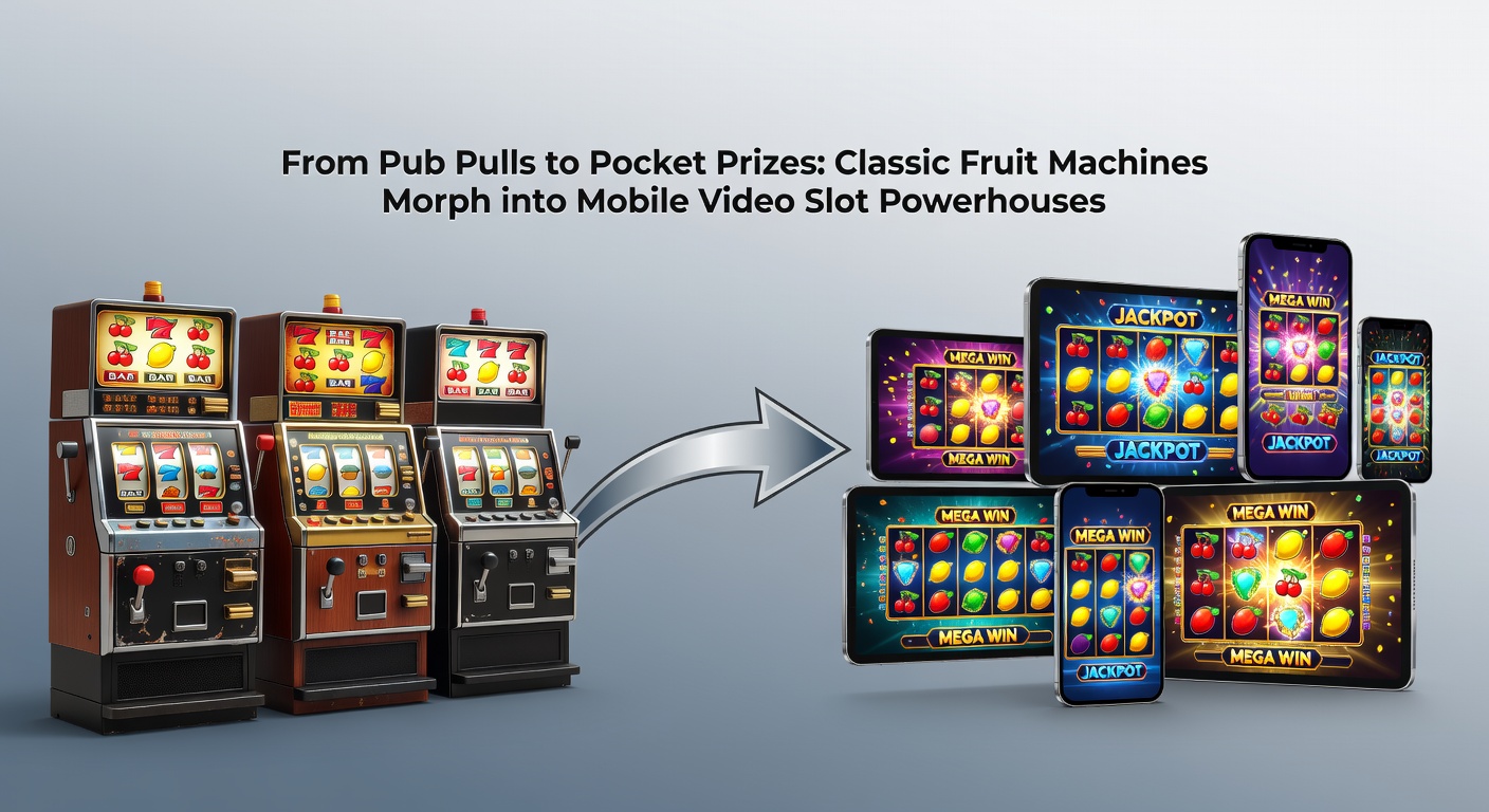 Smartphone screen displaying a vibrant mobile video slot with spinning fruit reels and jackpot counters