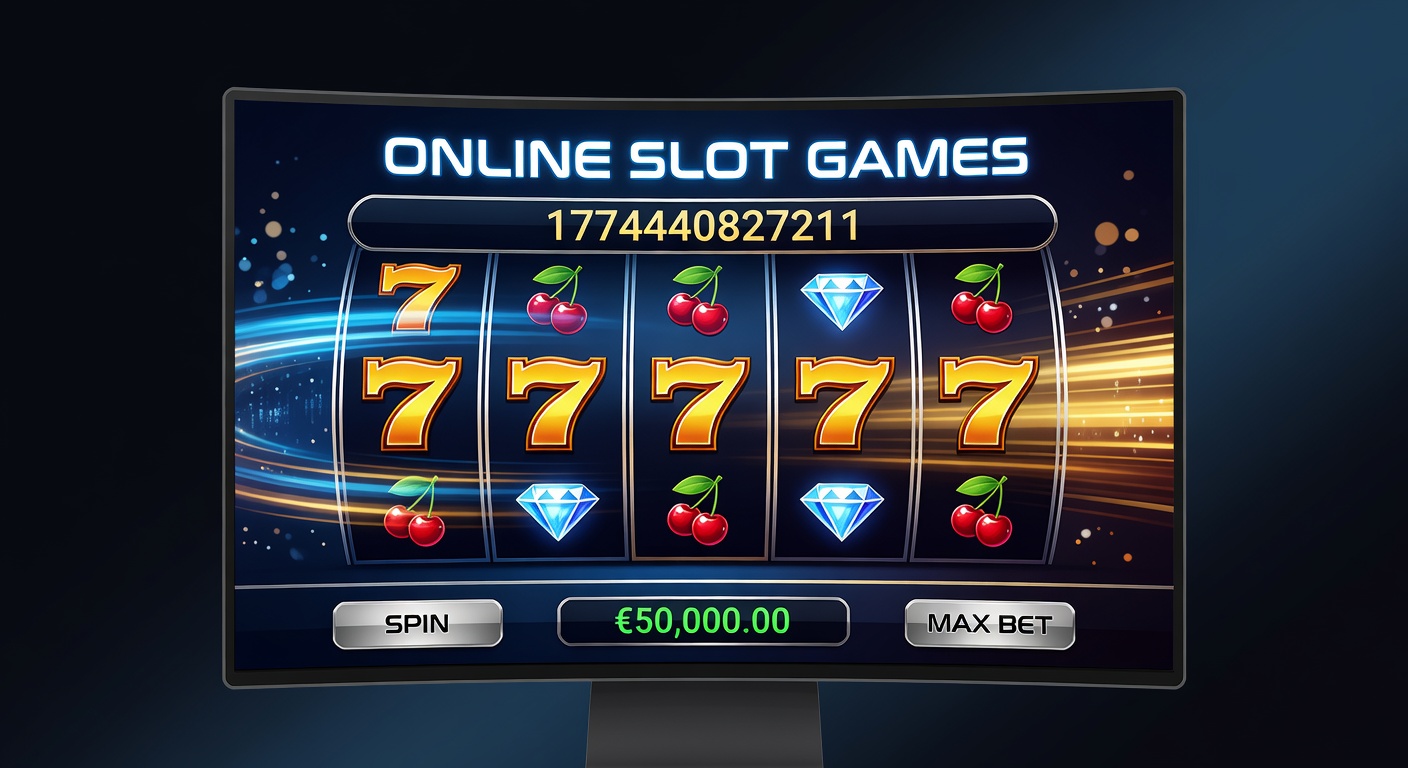 Vibrant online slot reels spinning with colorful symbols and jackpot counters glowing brightly