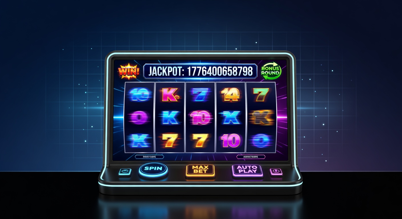 Colorful online slot machine interface displaying spinning reels, bonus symbols, and jackpot counters on a digital screen