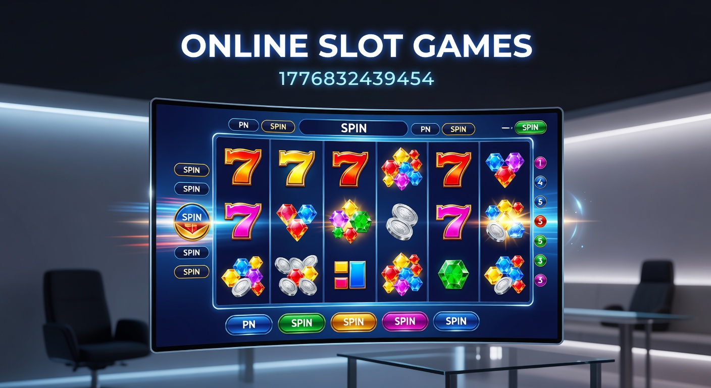 Colorful online slot reels spinning with jackpot symbols and bonus features glowing on a digital screen