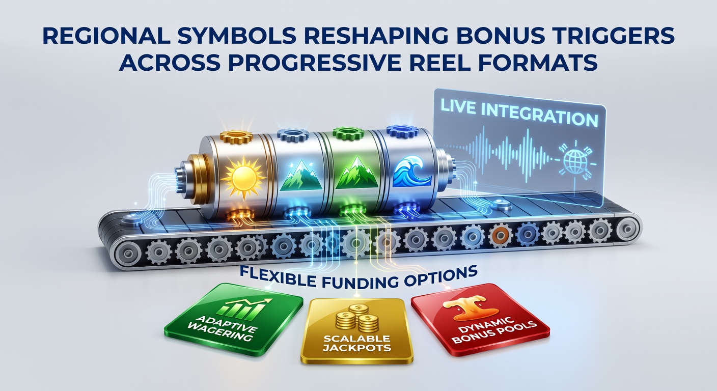 Regional symbols integrated into progressive slot interfaces showing bonus trigger mechanics