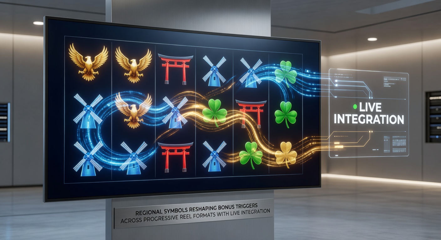 Live dealer integration with regional symbols displayed on progressive reels during bonus activation